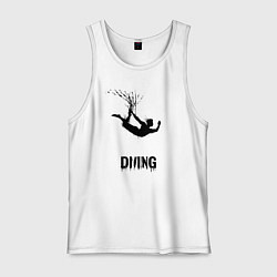 Майка мужская хлопок Diving прыжки в воду, цвет: белый