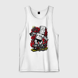 Майка мужская хлопок Барт с татуировками, цвет: белый
