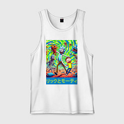 Майка мужская хлопок Rick and Morty among the monsters - ai art, цвет: белый