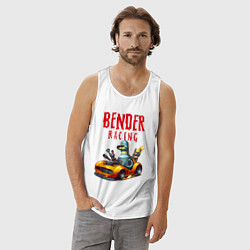 Майка мужская хлопок Bender racing - ai art fantasy, цвет: белый — фото 2