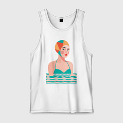 Майка мужская хлопок Девушка в плавательной шапочке, цвет: белый
