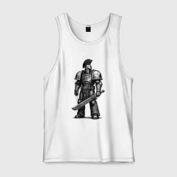 Майка мужская хлопок Спартанец с цепным клинком, цвет: белый
