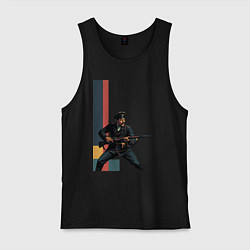 Майка мужская хлопок Поп-арт, белогвардеец, цвет: черный