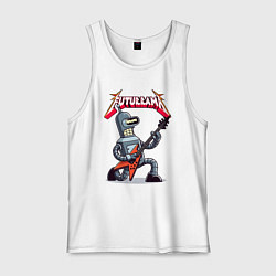 Майка мужская хлопок Bender bending robot from rock group Futurama, цвет: белый