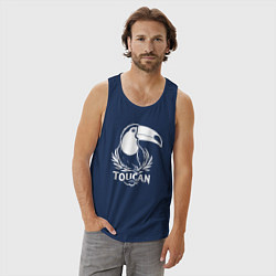 Майка мужская хлопок Тукан в лавровом венке, цвет: тёмно-синий — фото 2