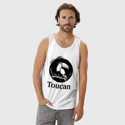 Майка мужская хлопок Тукан в круге, цвет: белый — фото 2