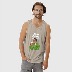 Майка мужская хлопок Damn good coffee, цвет: миндальный — фото 2