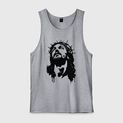 Майка мужская хлопок Jesus in crown of thorns, цвет: меланж