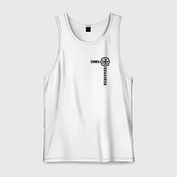 Майка мужская хлопок Симъ победиши узорный текст, цвет: белый