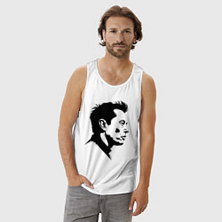 Майка мужская хлопок Илон Маск в профиль, цвет: белый — фото 2