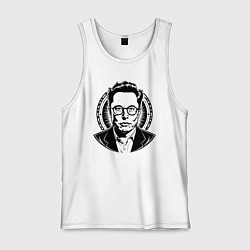 Майка мужская хлопок Илон Маск в стиле нью скул, цвет: белый