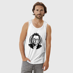 Майка мужская хлопок Илон Маск в стиле нью скул, цвет: белый — фото 2