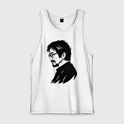 Майка мужская хлопок Хаяо Миядзаки в профиль, цвет: белый