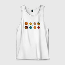 Майка мужская хлопок Разноцветные тыквы Джека на Хэллоуин, цвет: белый