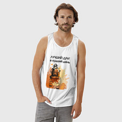 Майка мужская хлопок Лучший друг пожарный, цвет: белый — фото 2