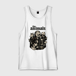 Майка мужская хлопок The animals группа из зверей, цвет: белый