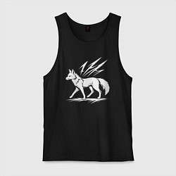 Майка мужская хлопок Лисица с молниями, цвет: черный