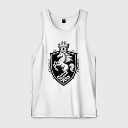Майка мужская хлопок Герб с конем и башней, цвет: белый