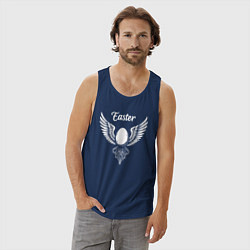 Майка мужская хлопок Пасха яйцо с крыльями, цвет: тёмно-синий — фото 2