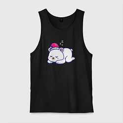 Майка мужская хлопок Спящий мишка, цвет: черный