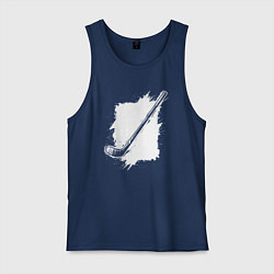 Майка мужская хлопок Хоккейная клюшка в квадрате, цвет: тёмно-синий