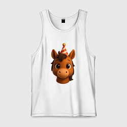 Мужская майка Новогодняя лошадка голова