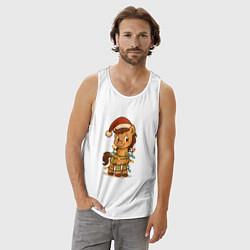 Майка мужская хлопок Лошадка в гирлянде, цвет: белый — фото 2