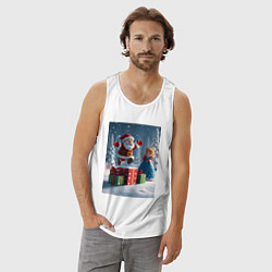 Майка мужская хлопок Дед Морозио и Принцесса Снегурочка: c подарками в, цвет: белый — фото 2