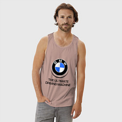 Майка мужская хлопок BMW Driving Machine, цвет: пыльно-розовый — фото 2