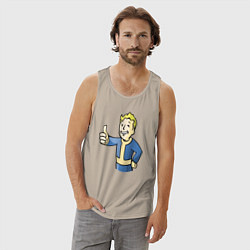 Майка мужская хлопок Fallout vault boy, цвет: миндальный — фото 2