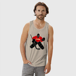 Майка мужская хлопок Хоккей Россия, цвет: миндальный — фото 2