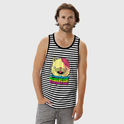 Майка мужская хлопок Dropdead Kitty, цвет: черная тельняшка — фото 2