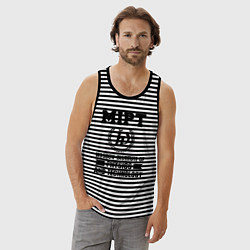 Майка мужская хлопок MIPT Institute, цвет: черная тельняшка — фото 2