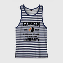 Майка мужская хлопок Унивеситет им.Губкина, цвет: синяя тельняшка