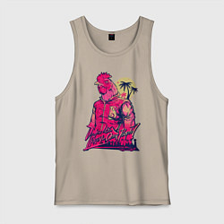 Майка мужская хлопок Hooking Over People?, цвет: миндальный