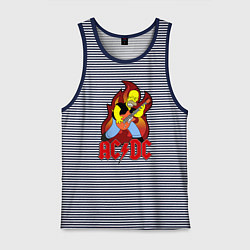 Майка мужская хлопок AC/DC Homer, цвет: синяя тельняшка