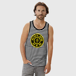 Майка мужская хлопок Gold's Gym, цвет: черная тельняшка — фото 2