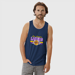 Майка мужская хлопок Los Angeles Lakers, цвет: тёмно-синий — фото 2