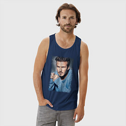 Майка мужская хлопок David Beckham: Portrait, цвет: тёмно-синий — фото 2