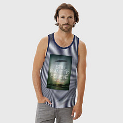 Майка мужская хлопок X-Files: Aliens, цвет: синяя тельняшка — фото 2