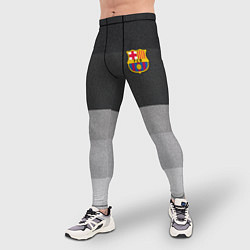 Тайтсы мужские ФК Барселона: Серый стиль, цвет: 3D-принт — фото 2