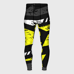 Тайтсы мужские Black yellow abstract sport style, цвет: 3D-принт