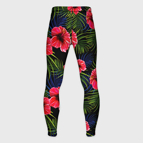 Мужские тайтсы Тропические цветы и листья / 3D-принт – фото 2
