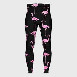 Тайтсы мужские Фламинго Чёрная, цвет: 3D-принт