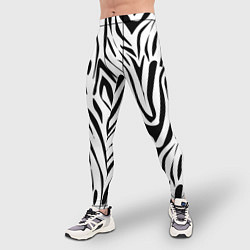 Тайтсы мужские Черно-белая зебра, цвет: 3D-принт — фото 2