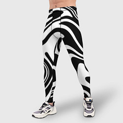 Тайтсы мужские Черно-белые полосы Black and white stripes, цвет: 3D-принт — фото 2