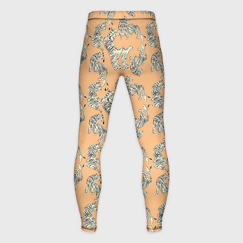 Мужские тайтсы Тигры на оранжевом паттерн / 3D-принт – фото 2