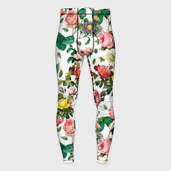 Тайтсы мужские Узор из летних роз Summer Roses Pattern, цвет: 3D-принт