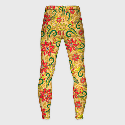 Мужские тайтсы Оранжевая хохлома / 3D-принт – фото 2