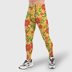 Тайтсы мужские Оранжевая хохлома, цвет: 3D-принт — фото 2